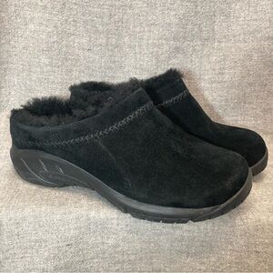 Merrell Encore Q2 Clogs Womens Sz 7.5 Black Suede Shearling Lined Slip On Winter